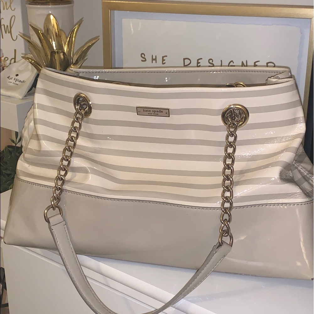 Kate Spade Patent Leather Stripe Tote